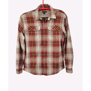Eddie Bauer Large Roll Tab Button Up Long Sleeve Shirt Hiking Outdoor Plaid‎